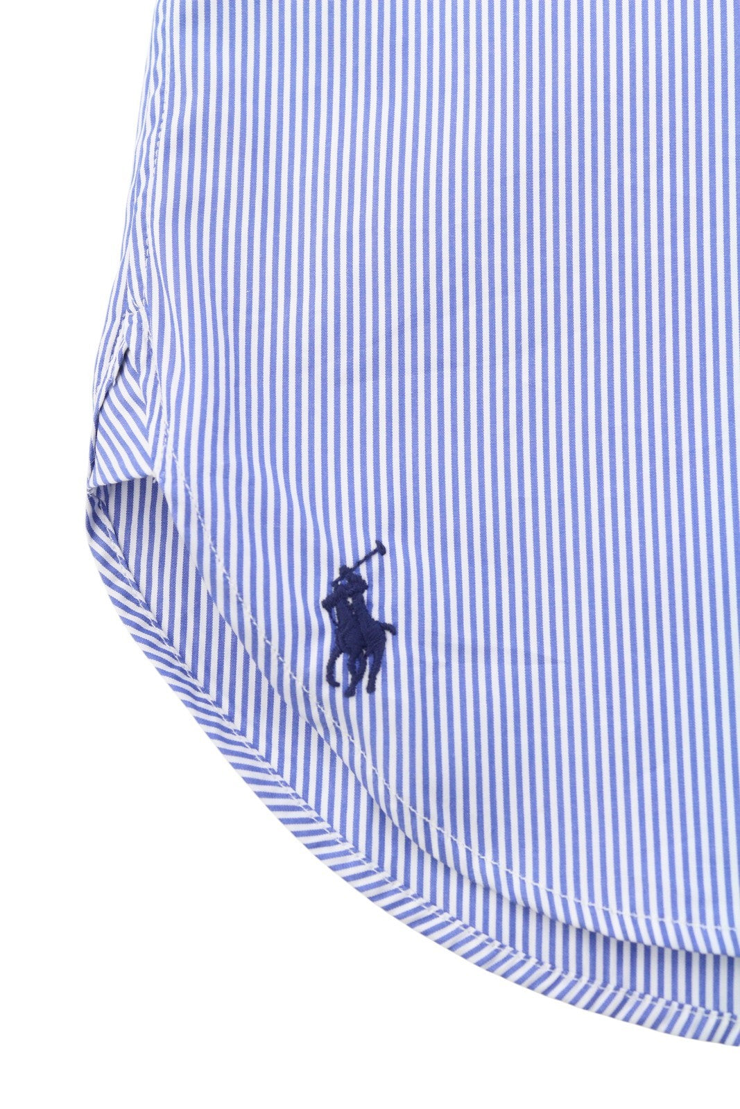 RALPH LAUREN Men Formal Shirt M Blue Stripe Custom Fit Cutaway Logo RRP169