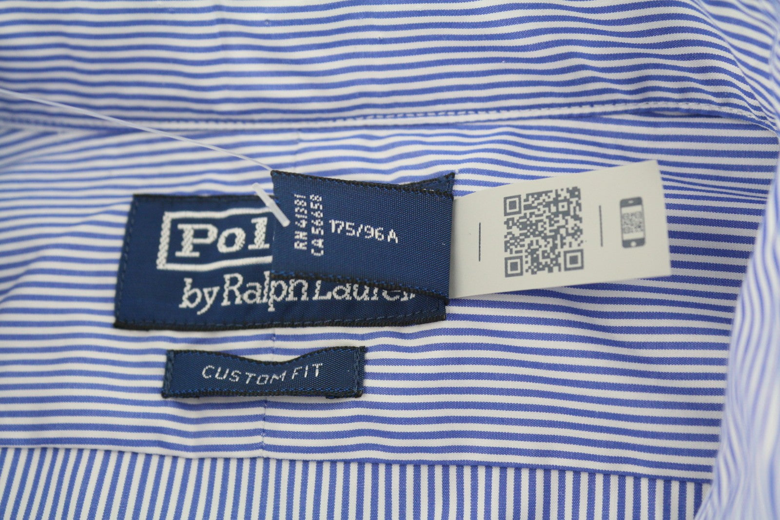 RALPH LAUREN Men Formal Shirt M Blue Stripe Custom Fit Cutaway Logo RRP169