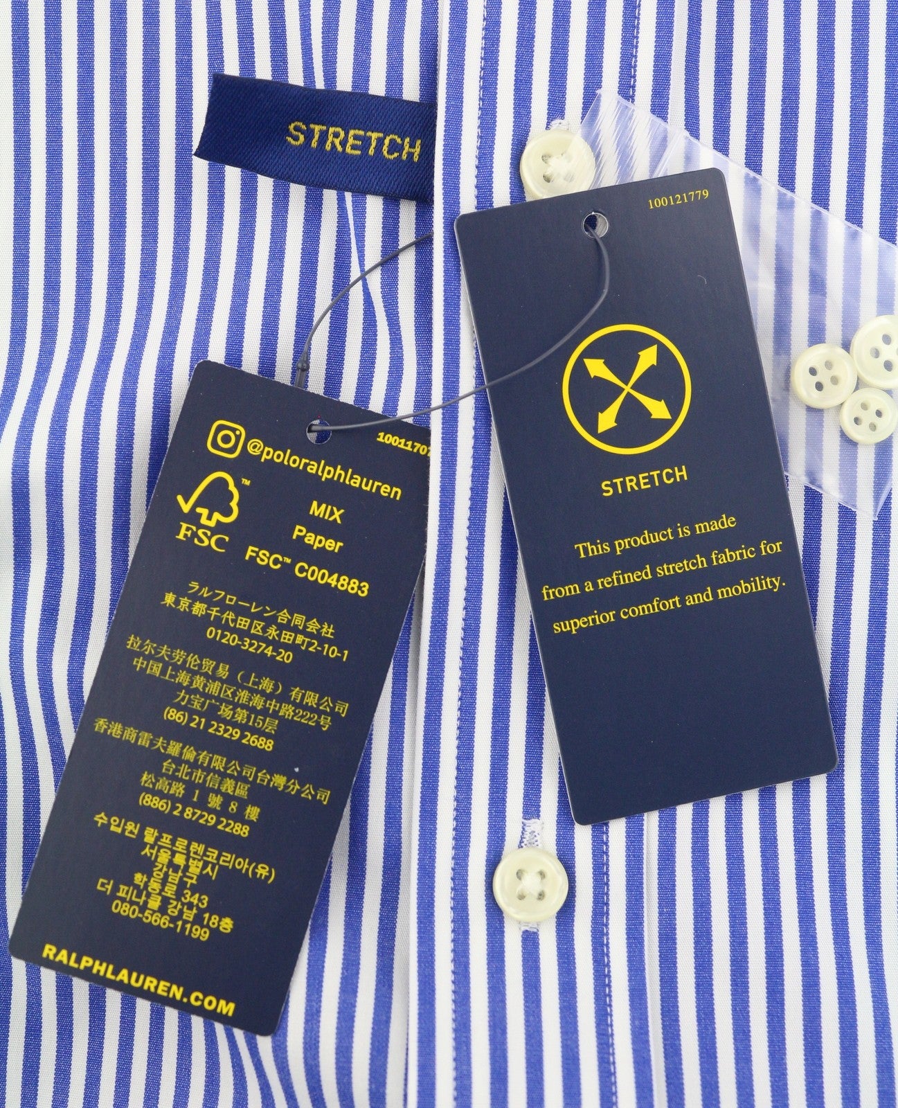 RALPH LAUREN Core Replen Men Shirt XL Stretch Stripe Custom Fit Button-Down