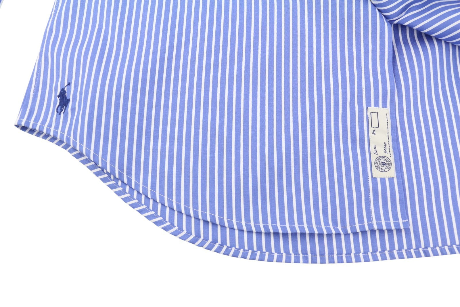 RALPH LAUREN Men Shirt M Blue Stripe Custom Fit Cutaway Button-Up RRP212
