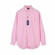 RALPH LAUREN Men Shirt L Pink Button-Down Pocket Logo Casual Wear
