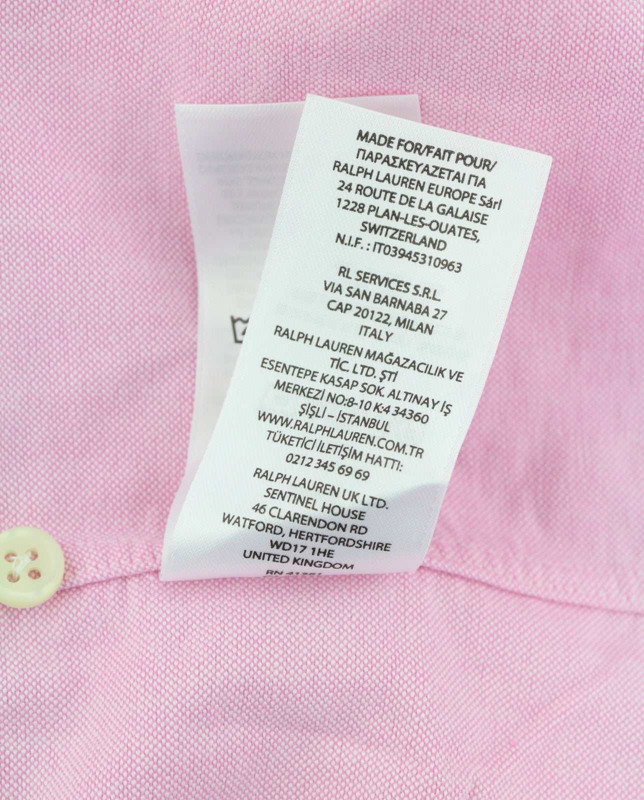 RALPH LAUREN Men Shirt L Pink Button-Down Pocket Logo Casual Wear
