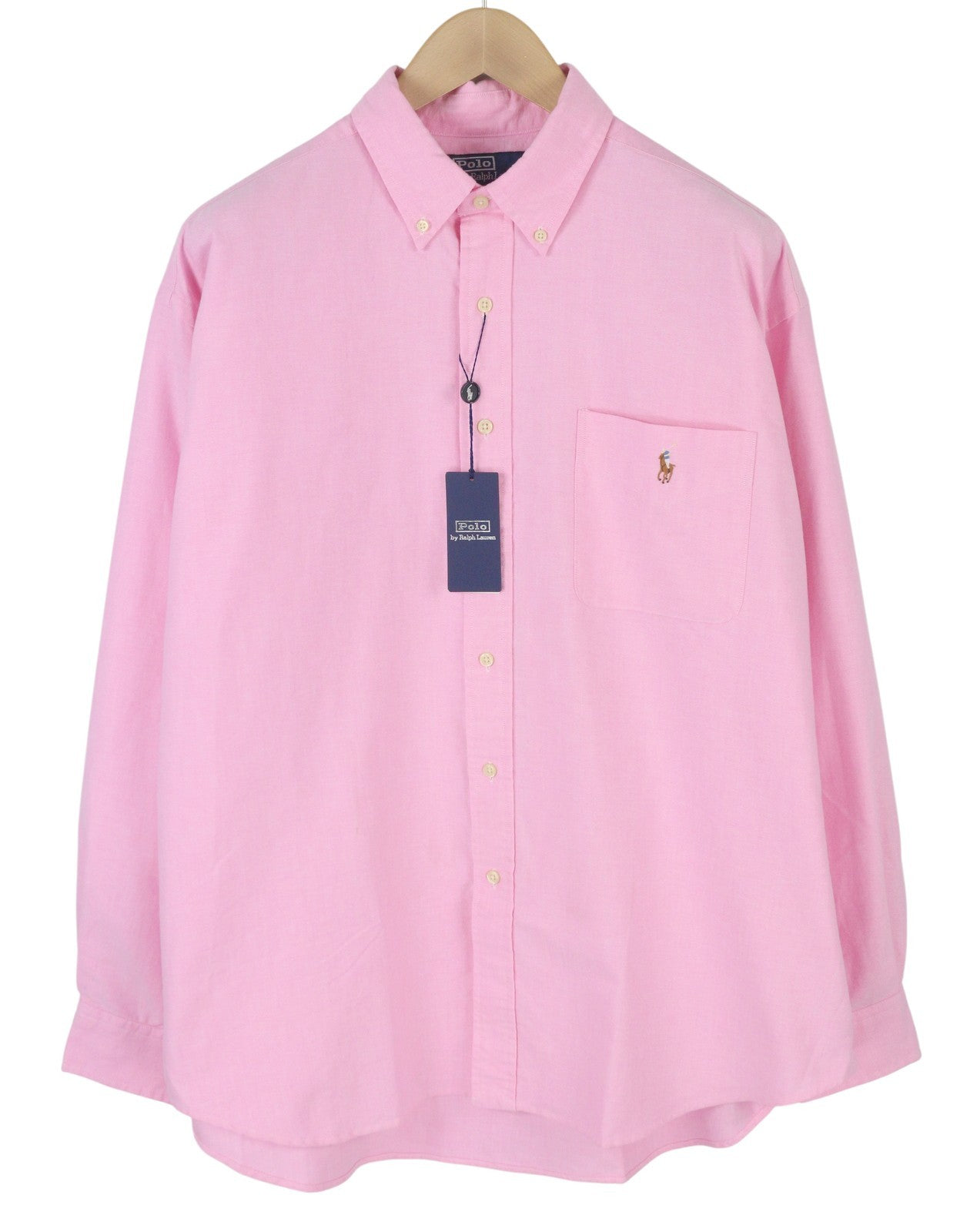 RALPH LAUREN Men Shirt L Pink Button-Down Pocket Logo Casual Wear