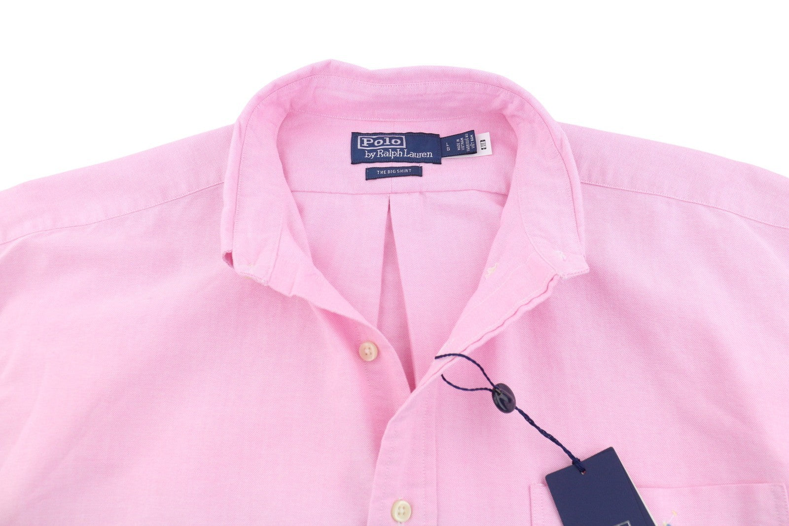 RALPH LAUREN Men Shirt L Pink Button-Down Pocket Logo Casual Wear