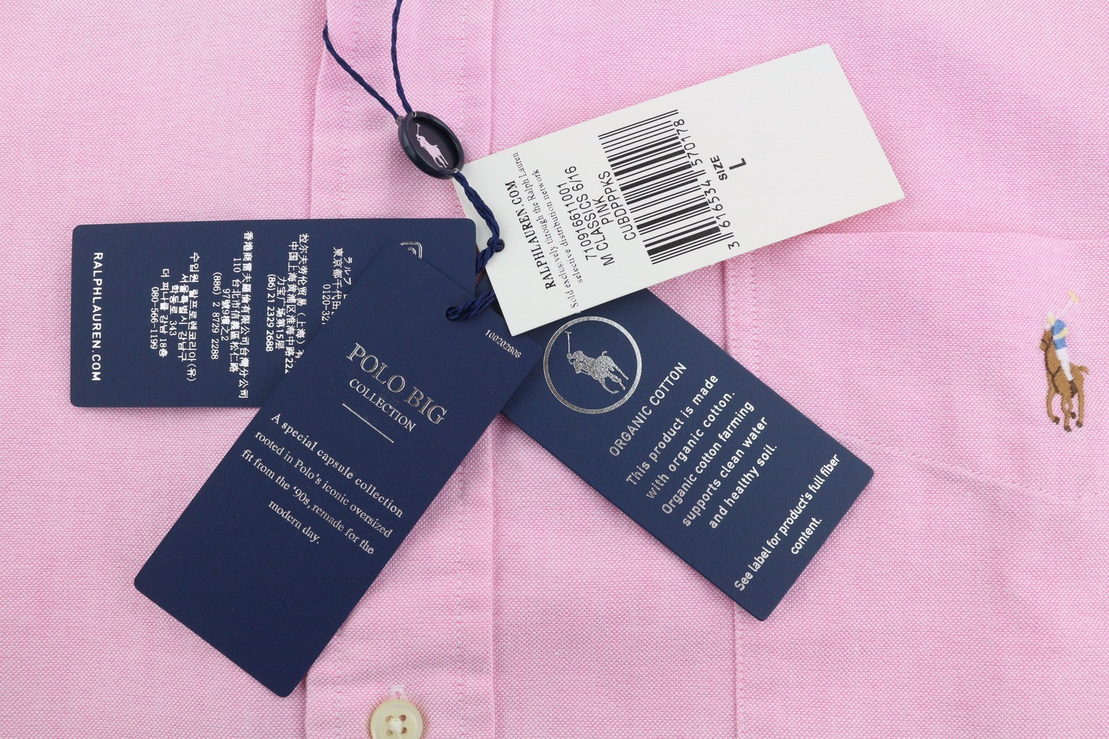 RALPH LAUREN Men Shirt L Pink Button-Down Pocket Logo Casual Wear