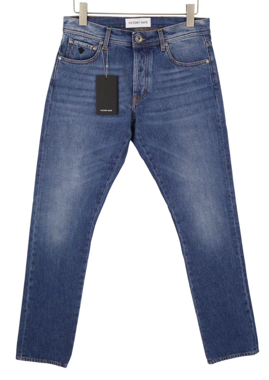 VICTORY GATE Denim Slim Fit Blue Collection Indaco Mid Men Jeans W30 Faded