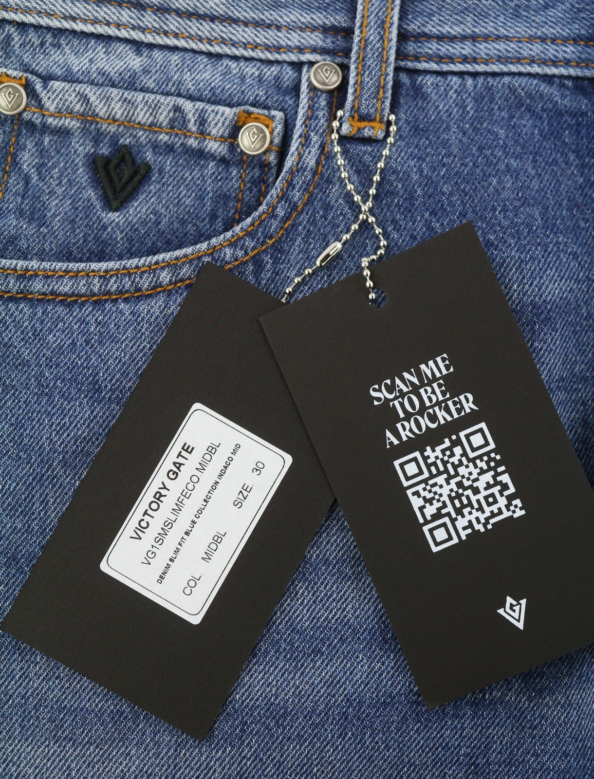 VICTORY GATE Denim Slim Fit Blue Collection Indaco Mid Men Jeans W30 Faded