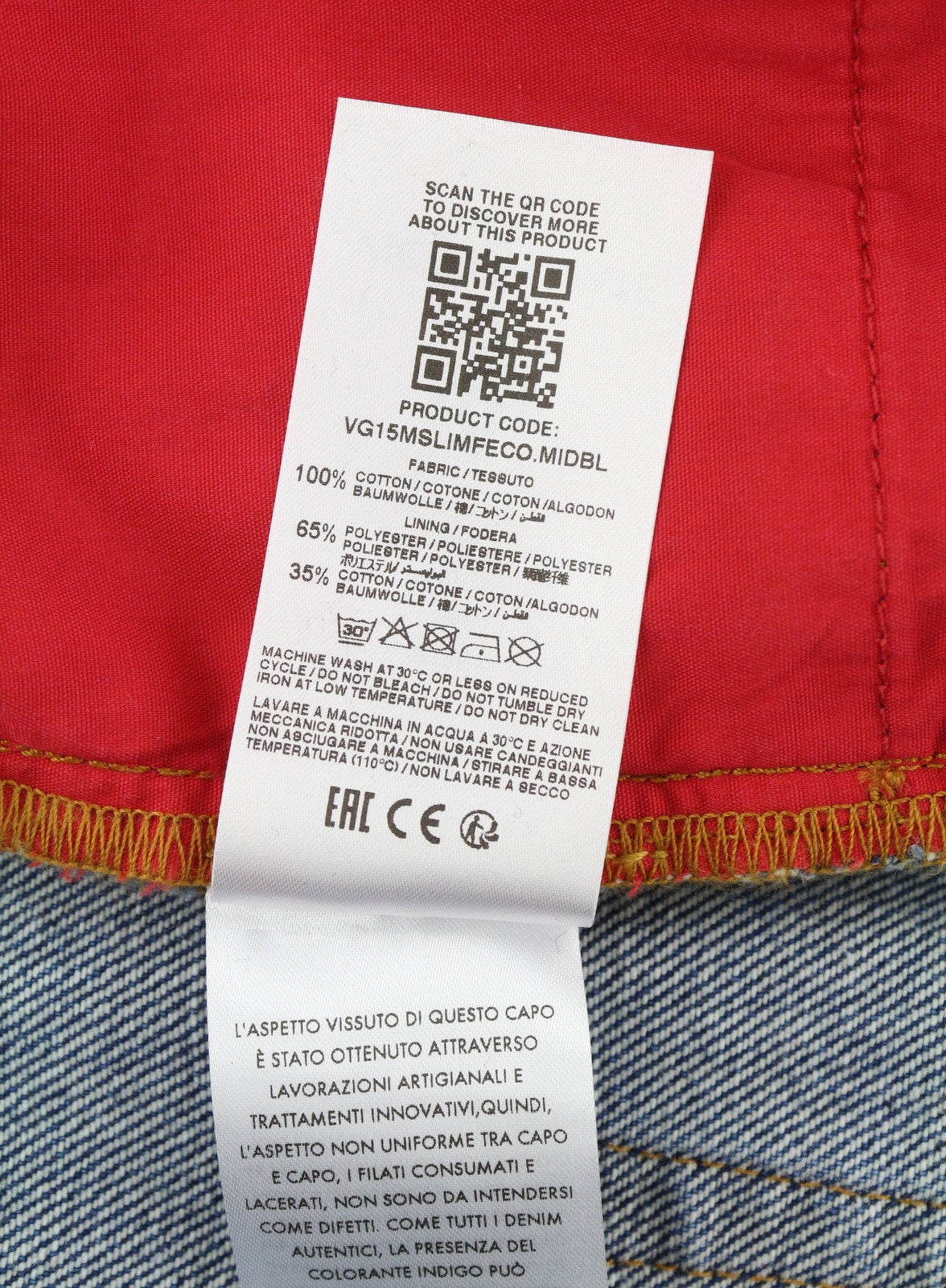 VICTORY GATE Denim Slim Fit Blue Collection Indaco Mid Men Jeans W30 Faded