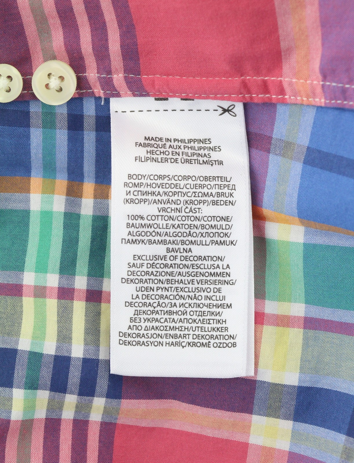 RALPH LAUREN Men Shirt M Colourful Check Slim Fit Button-Down Logo Casual