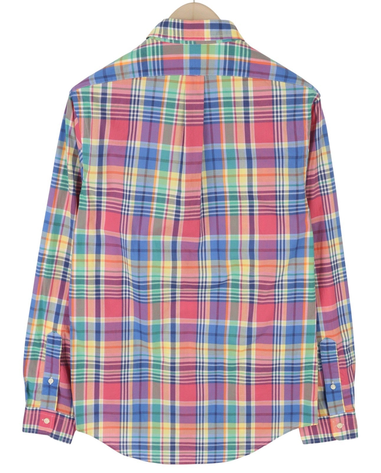RALPH LAUREN Men Shirt M Colourful Check Slim Fit Button-Down Logo Casual