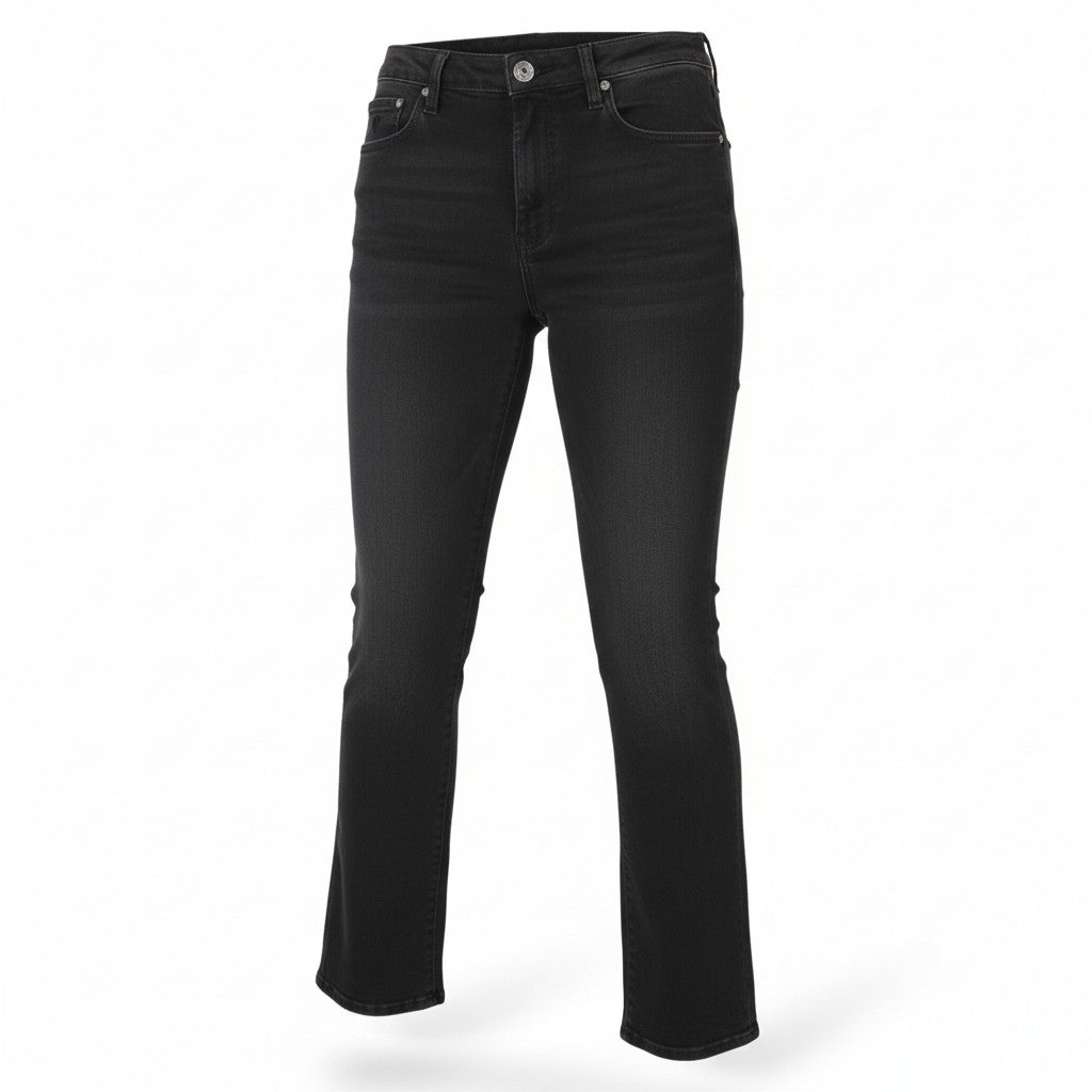 VICTORY GATE Women Jeans W29 Black Faded Flared Fit Zip Fly Denim