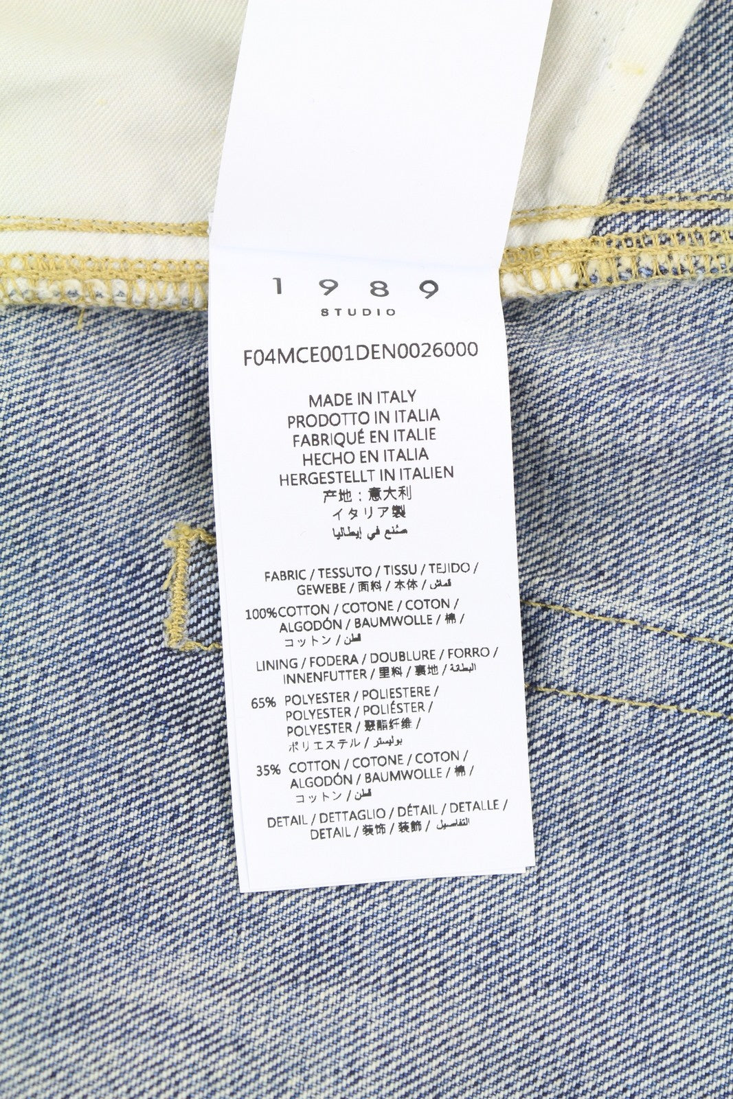 1989 STUDIO vyriški džinsai W33 mėlyni išblukę ūsai, tiesus kirpimas, plėšytas džinsas 