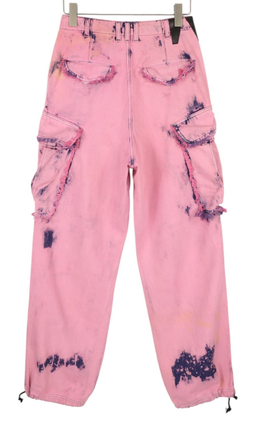 DARKPARK Vivi Cargo Denim moteriški džinsai 25 PB rožinės ir mėlynos spalvos plačių klešnių, laisvo kirpimo 