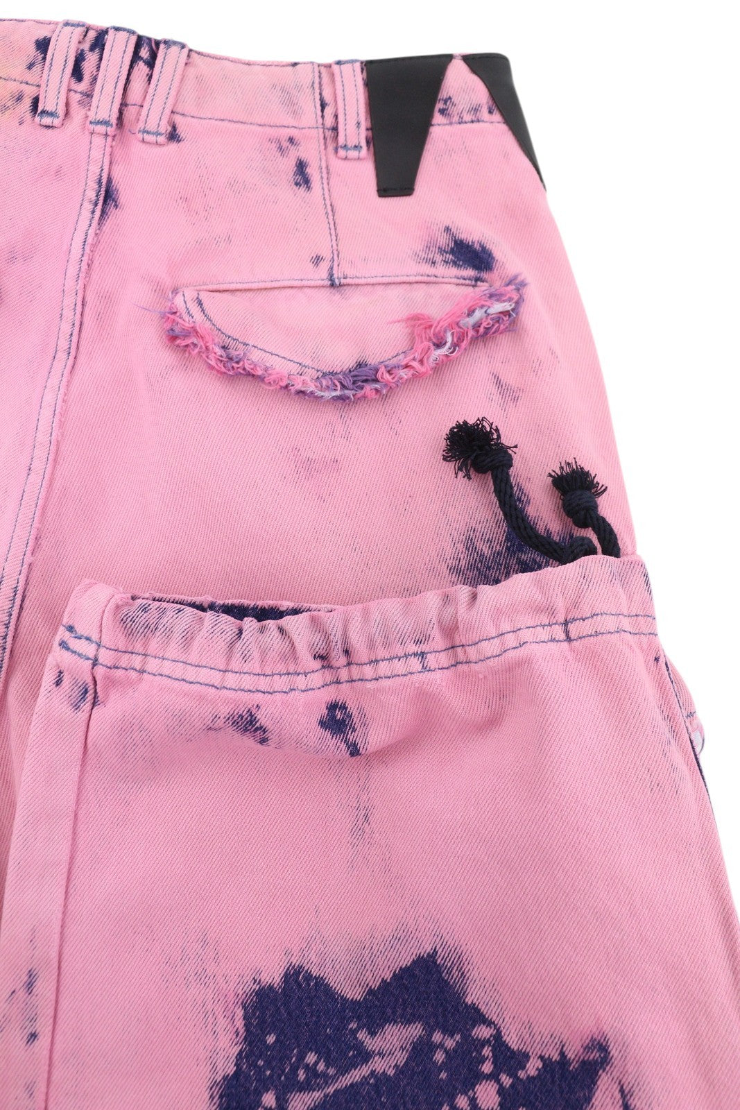 DARKPARK Vivi Cargo Denim moteriški džinsai 25 PB rožinės ir mėlynos spalvos plačių klešnių, laisvo kirpimo 