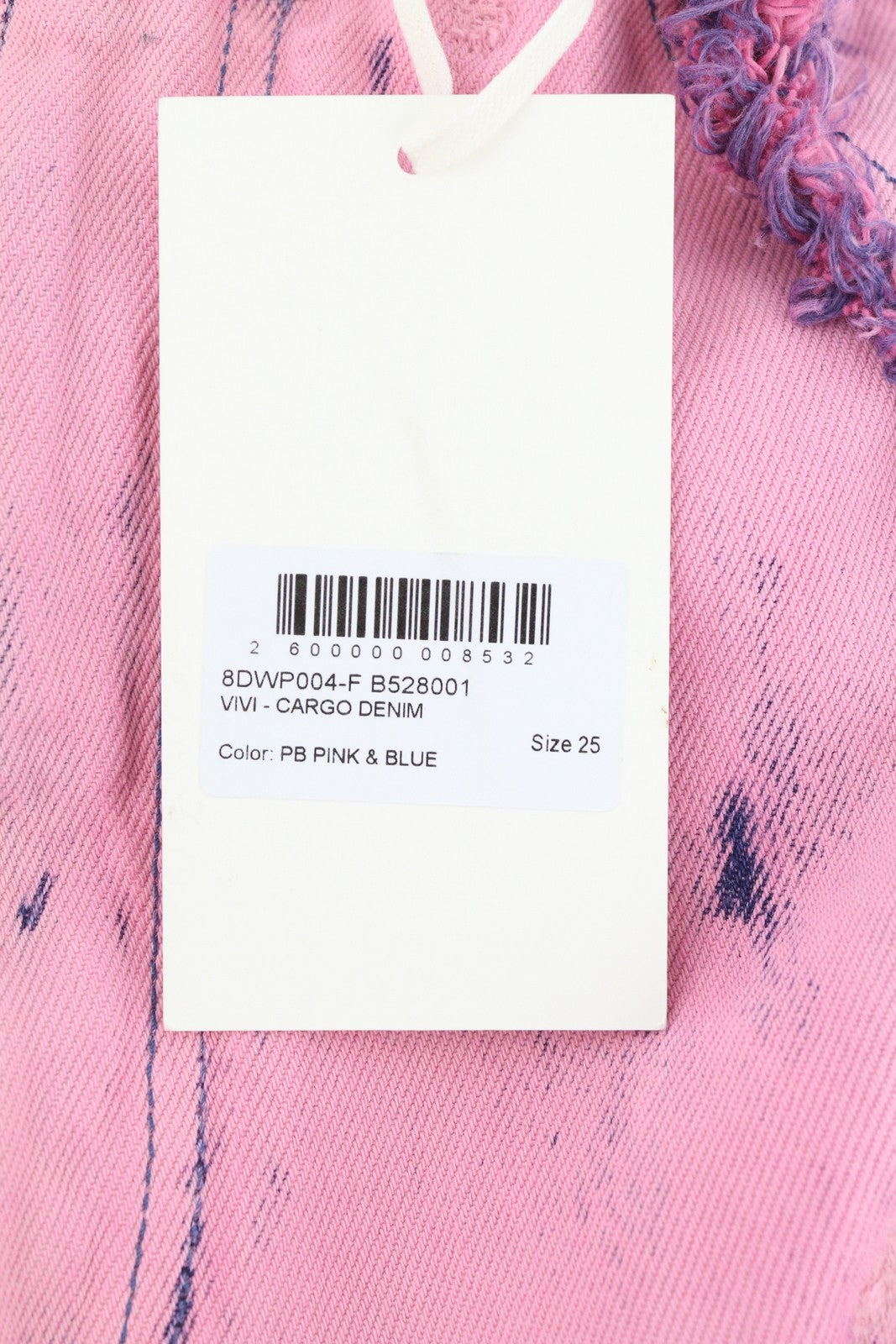 DARKPARK Vivi Cargo Denim moteriški džinsai 25 PB rožinės ir mėlynos spalvos plačių klešnių, laisvo kirpimo 