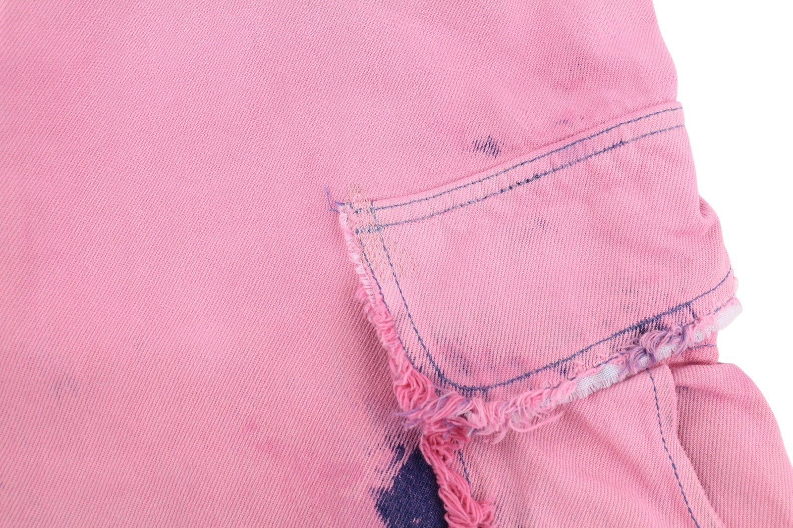 DARKPARK Vivi Cargo Denim moteriški džinsai 27 PB rožinės ir mėlynos spalvos plačių klešnių, laisvo kirpimo 