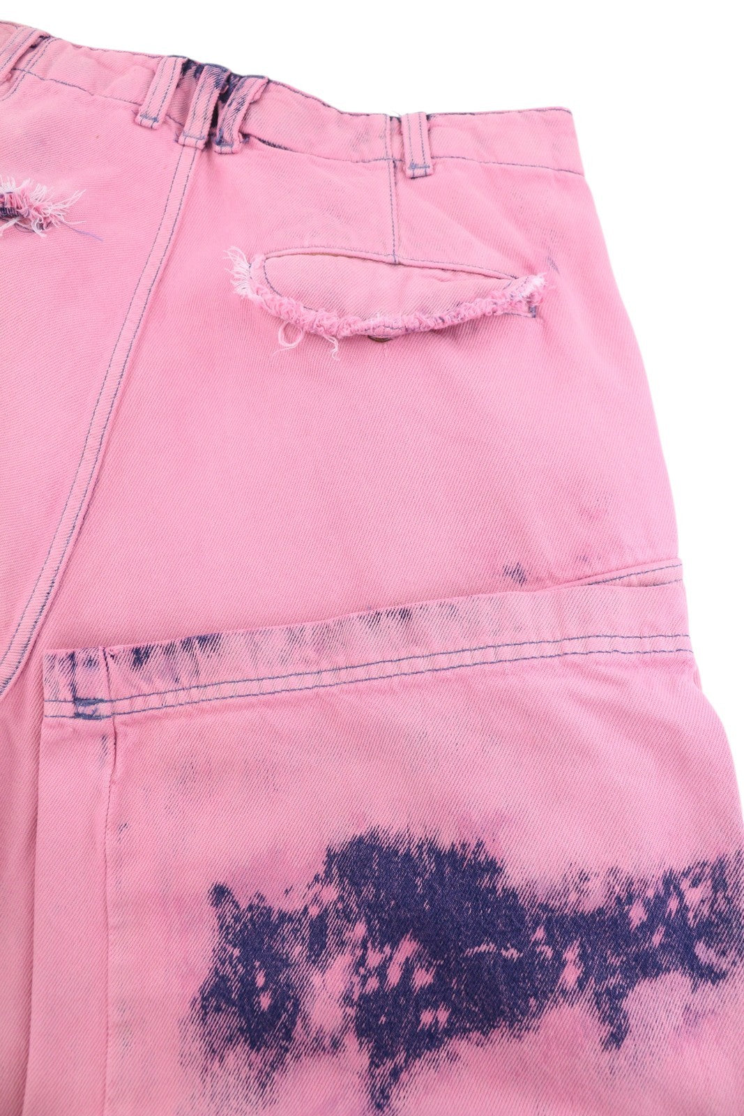 DARKPARK Vivi Cargo Denim moteriški džinsai 27 PB rožinės ir mėlynos spalvos plačių klešnių, laisvo kirpimo 