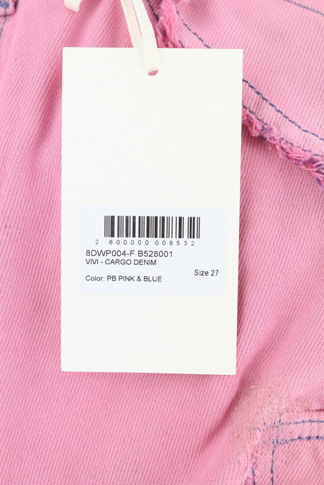 DARKPARK Vivi Cargo Denim moteriški džinsai 27 PB rožinės ir mėlynos spalvos plačių klešnių, laisvo kirpimo 