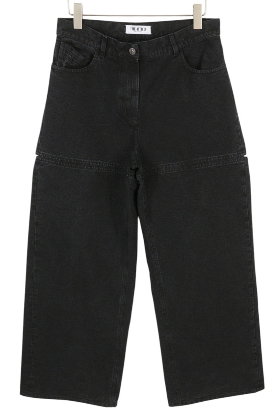 THE ATTICO moteriški džinsai 29 juodi laisvi maišo formos kirpimo džinsai su iškirpte FW25 RRP590 