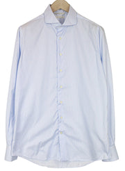 SUITSUPPLY Men's Shirt 42/16 1/2 Extra Slim Blue Striped Pure Cotton Cutaway