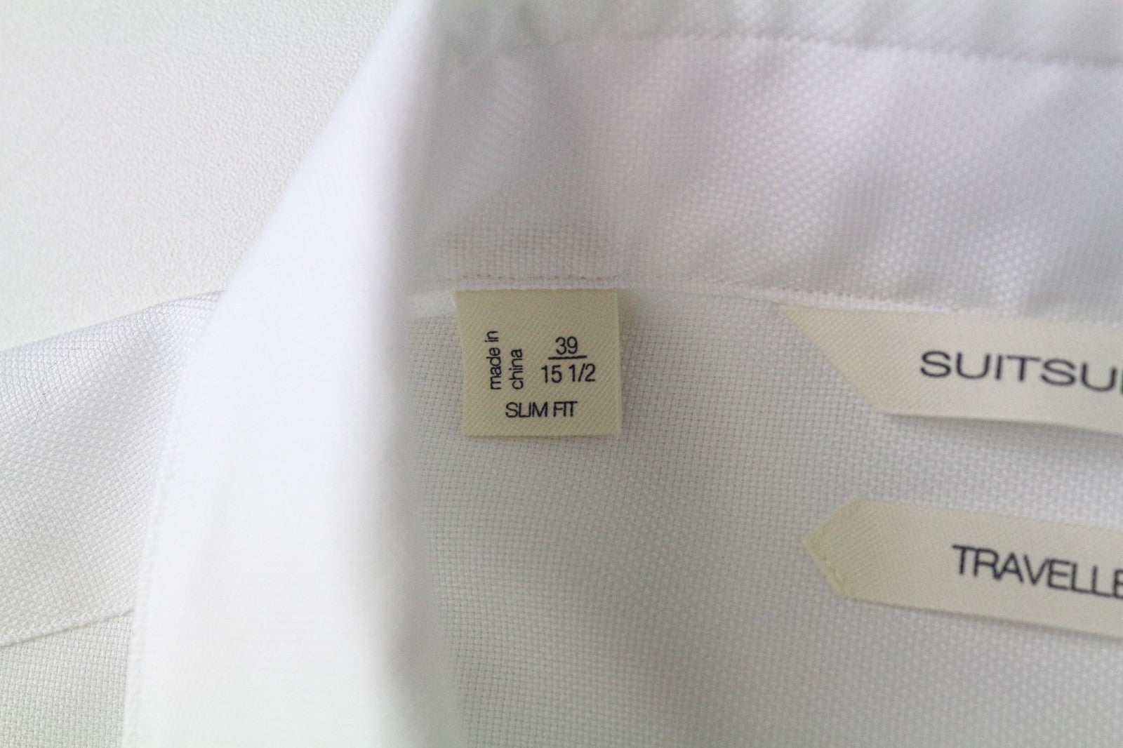 „SUITSUPPLY Traveller“ vyriški marškinėliai, 39/15 1/2, ploni, balti, klasikinio kirpimo, medvilniniai 