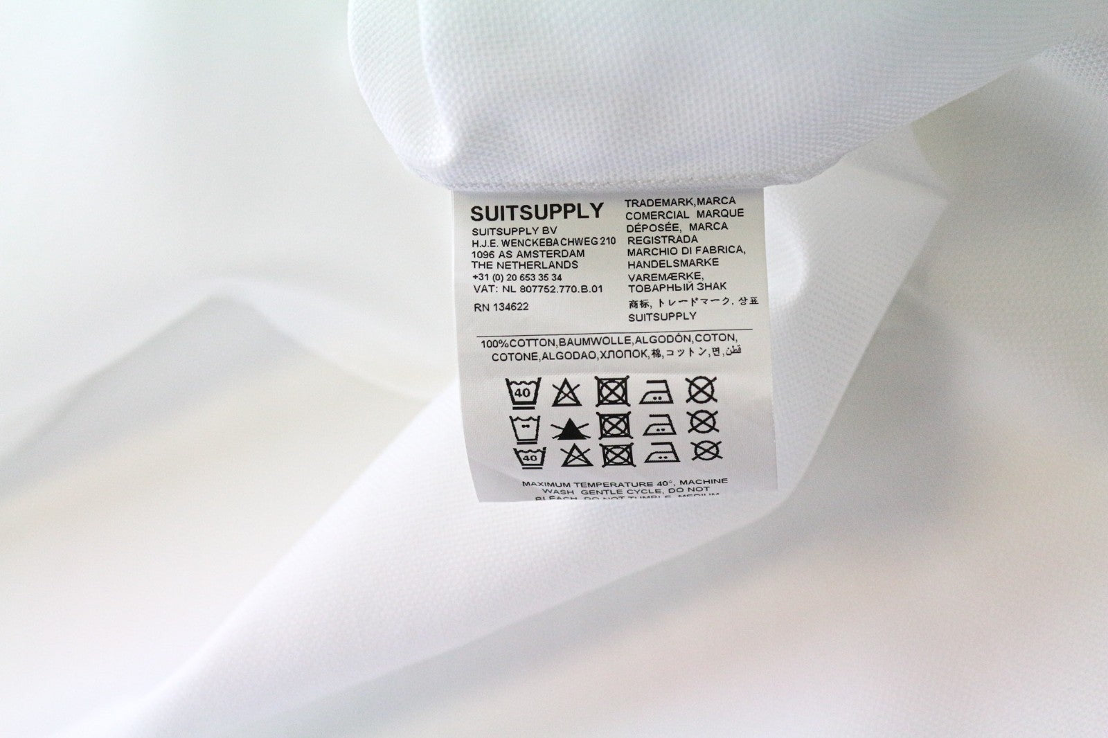 „SUITSUPPLY Traveller“ vyriški marškinėliai, 39/15 1/2, ploni, balti, klasikinio kirpimo, medvilniniai 