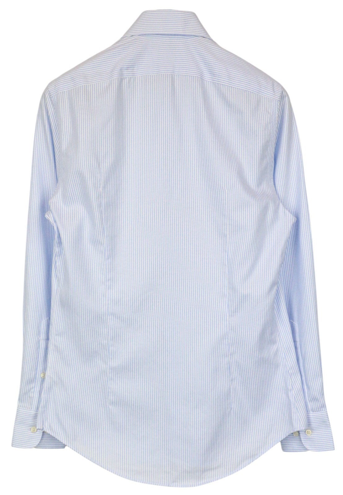 SUITSUPPLY Men's Shirt 38/15 Extra Slim Blue Striped Cotton Cutaway Twill