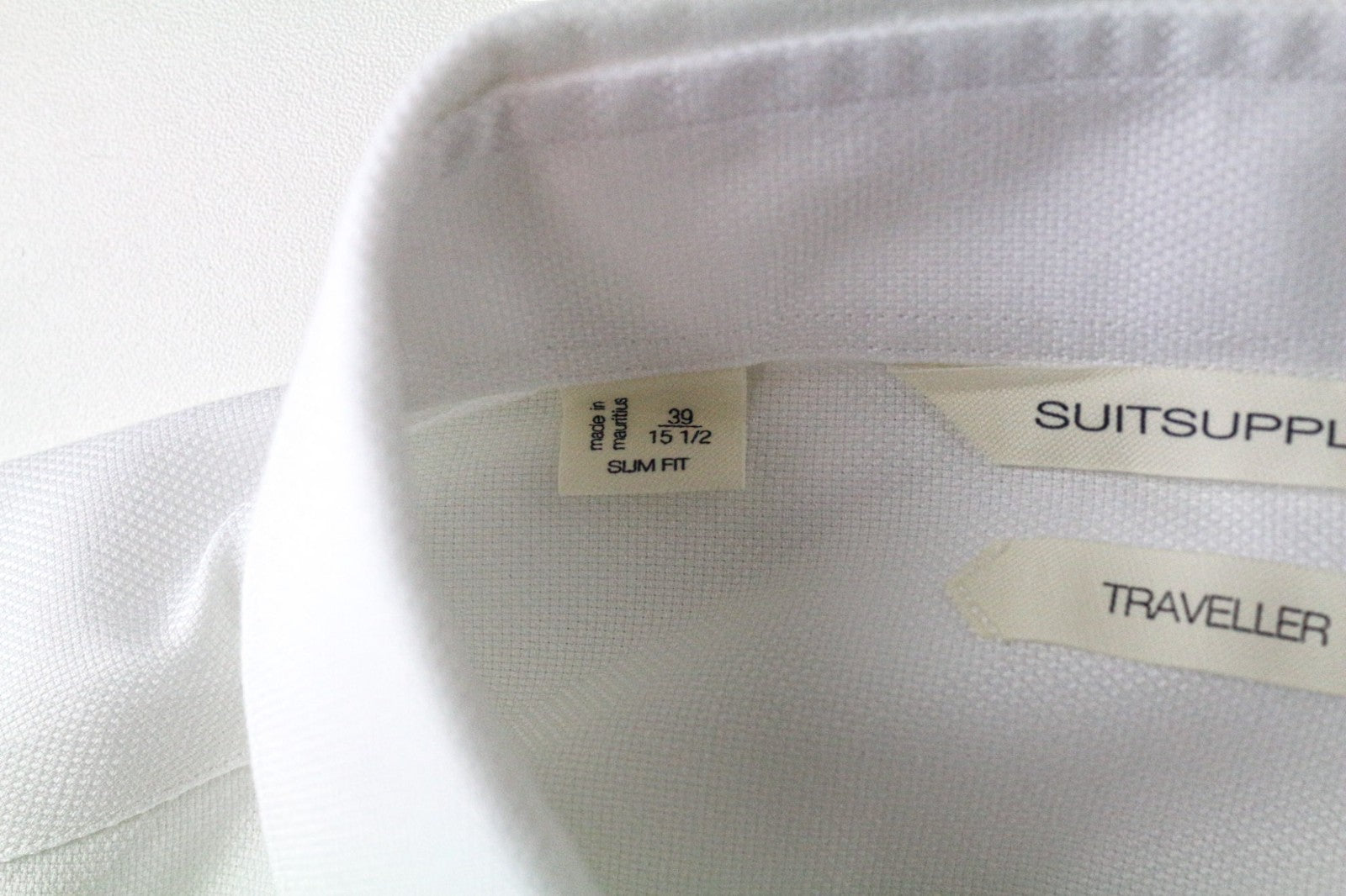 „SUITSUPPLY Traveller“ vyriški marškinėliai, 39/15 1/2, ploni, balti, medvilniniai, ilgomis rankovėmis 