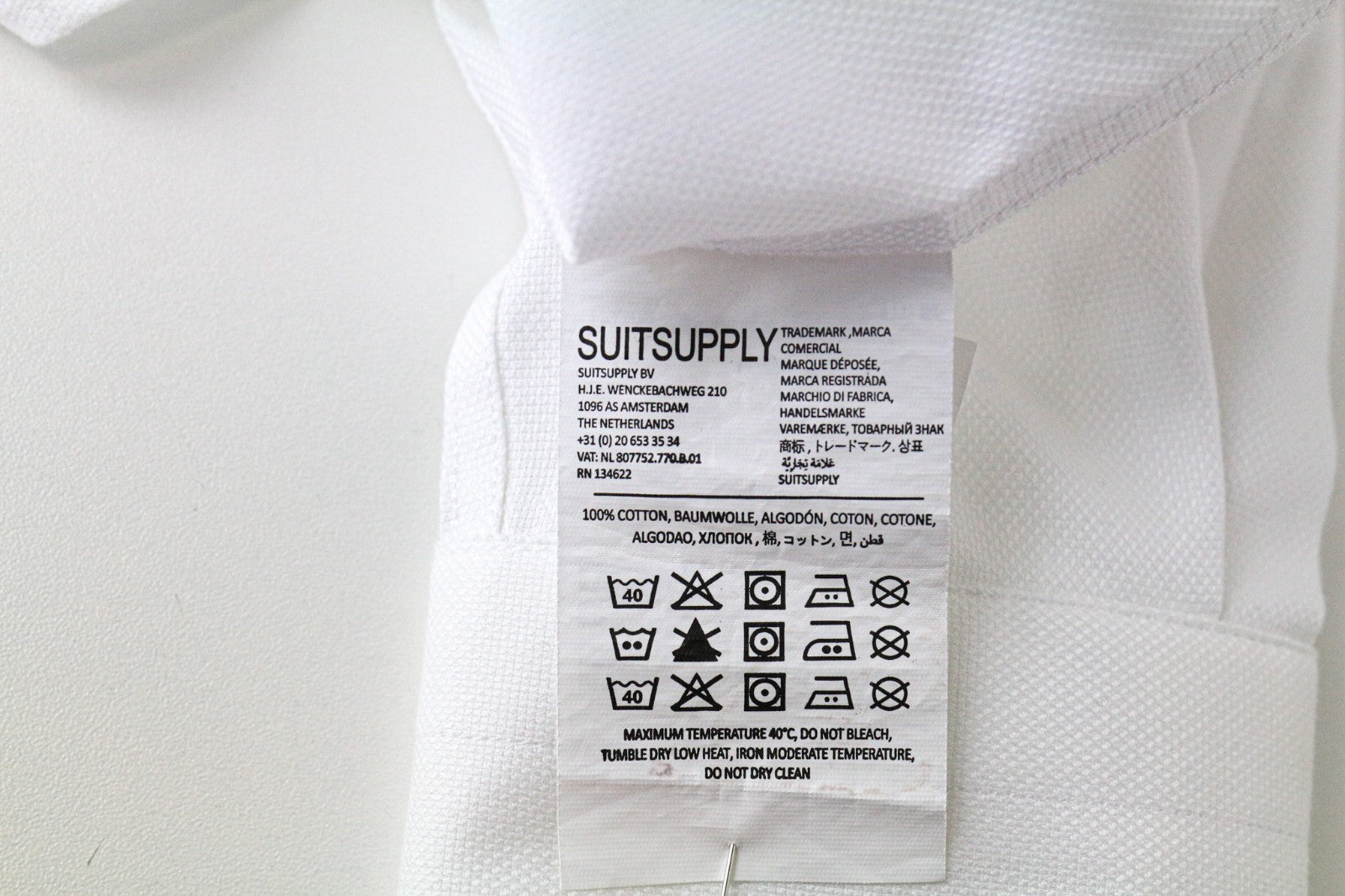 „SUITSUPPLY Traveller“ vyriški marškinėliai, 39/15 1/2, ploni, balti, medvilniniai, ilgomis rankovėmis 