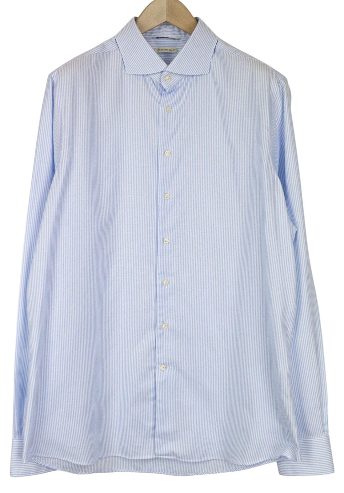 SUITSUPPLY Men's Shirt 45L/17 3/4L Extra Slim Blue Striped Pure Cotton Shirt