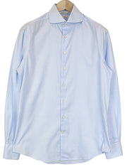 SUITSUPPLY Men's Shirt 38/15 Slim Blue Cotton Long Sleeve Classic Button-Up