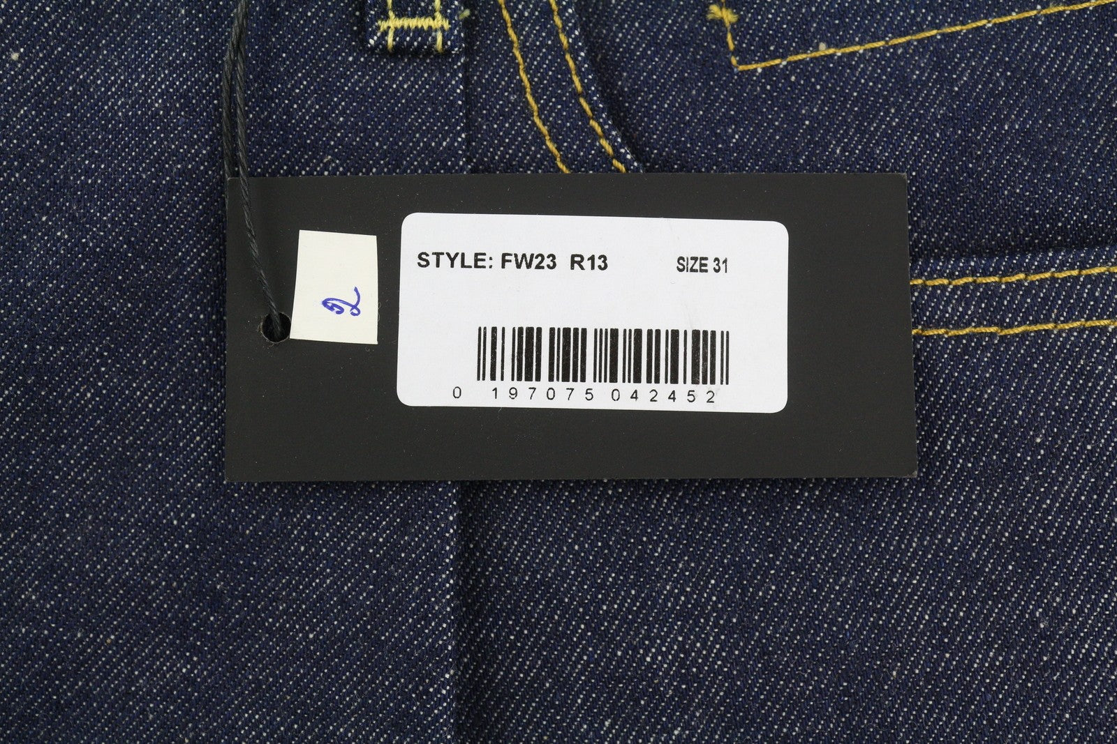 R13 Wayne džinsai su sąnariais ant kelių, 31 dydis, Hester mėlyni, klostuoti, laisvi, maišyti džinsai 