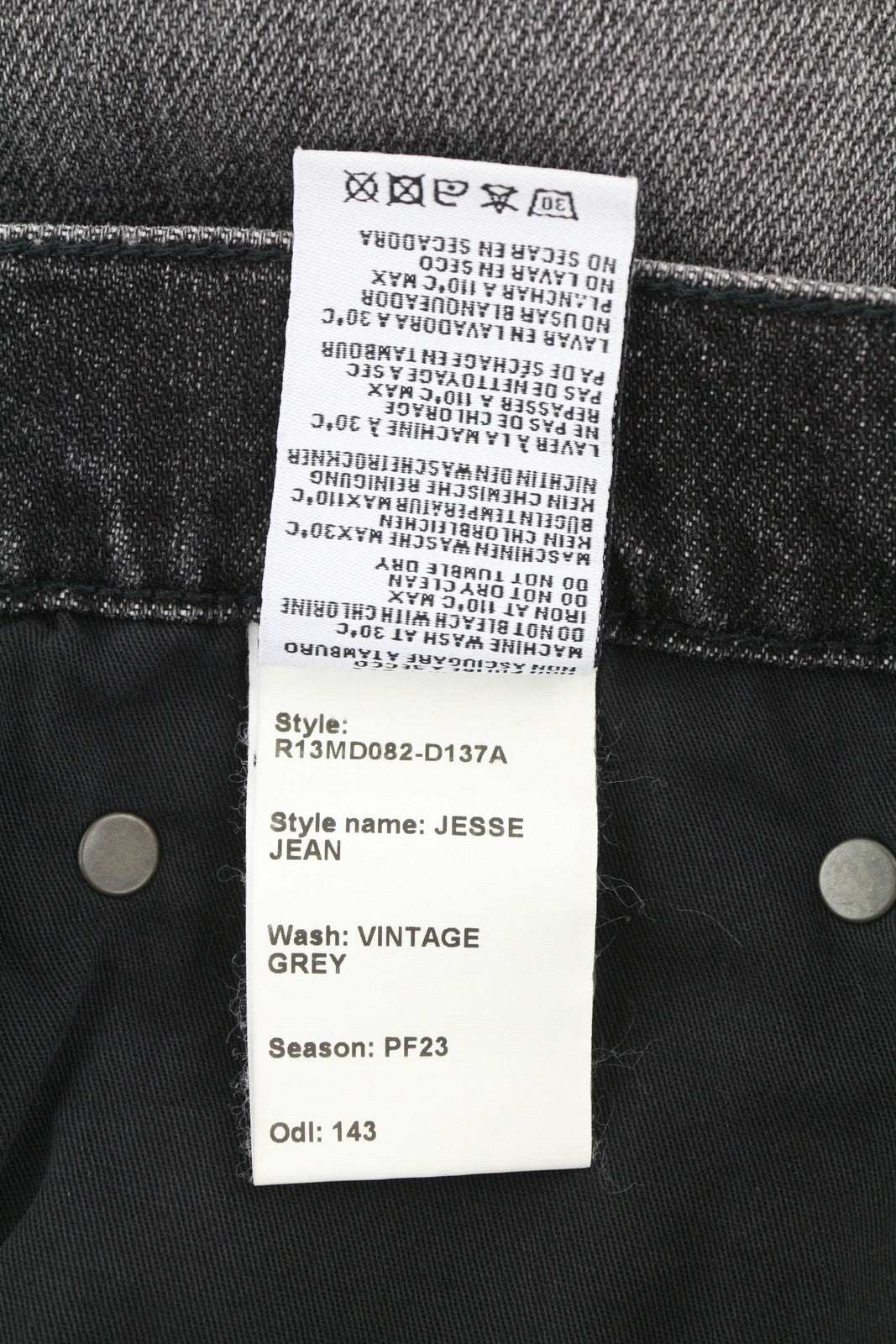 R13 Jesse moteriški džinsai, 38 dydis, pilki, laisvo kirpimo, tamsaus džinso spalvos. 