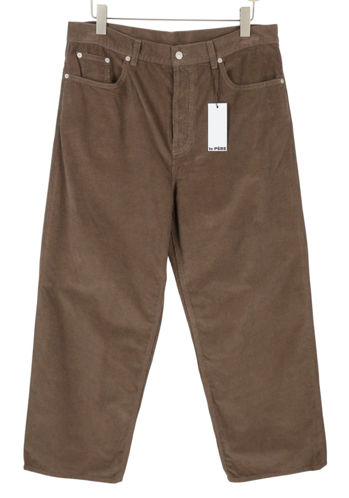LE PERE Wide Leg Men Trousers W36 Tan Corduroy Button Fly FW25/26