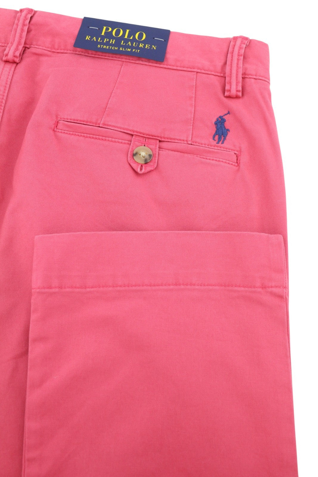 RALPH LAUREN Men Trousers W32/L32 Pink Stretch Slim Chino Zip Fly Logo RRP179