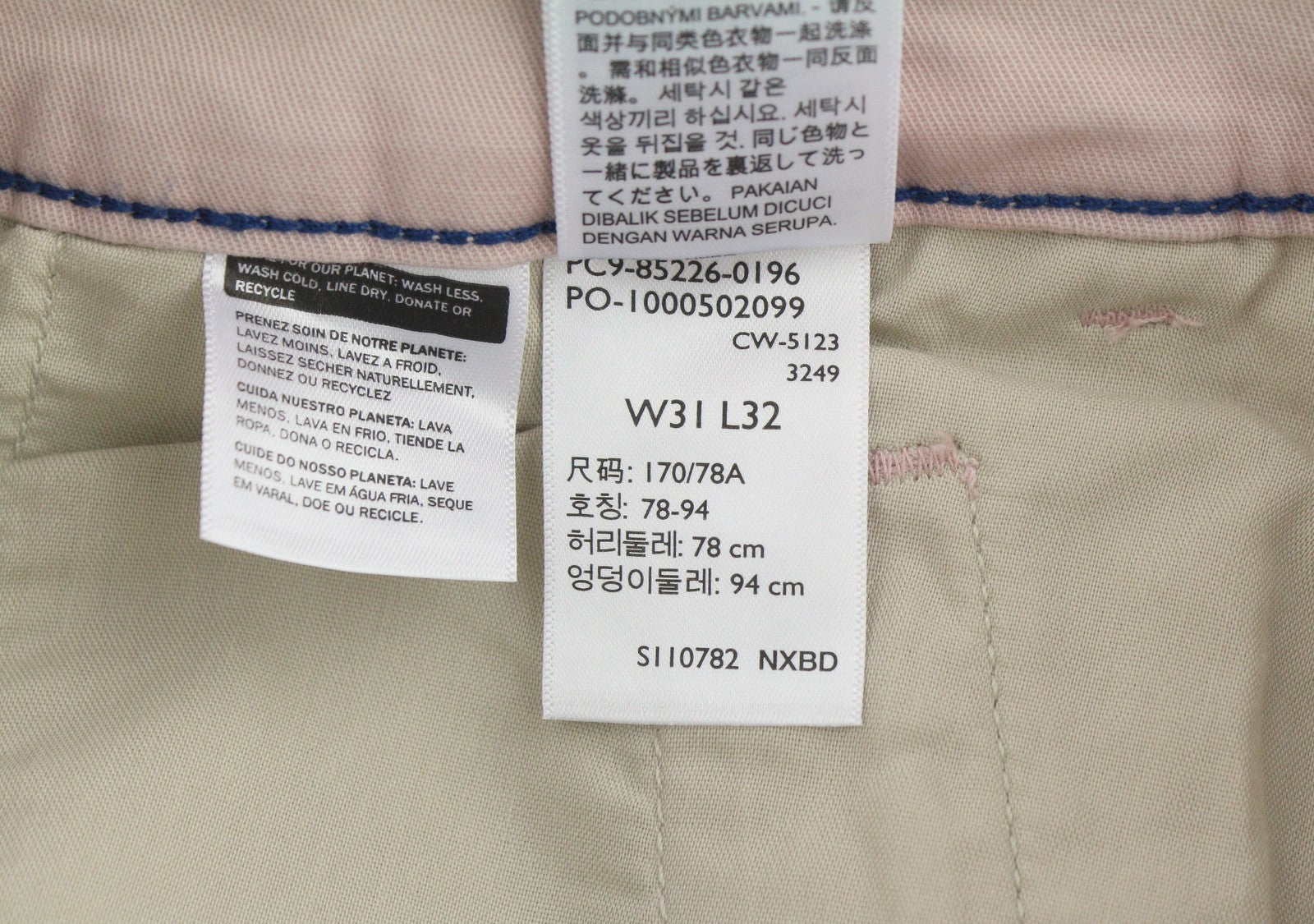 LEVI'S XX Chino Men Trousers W31/L32 Pink Tapered Stretch Extensible