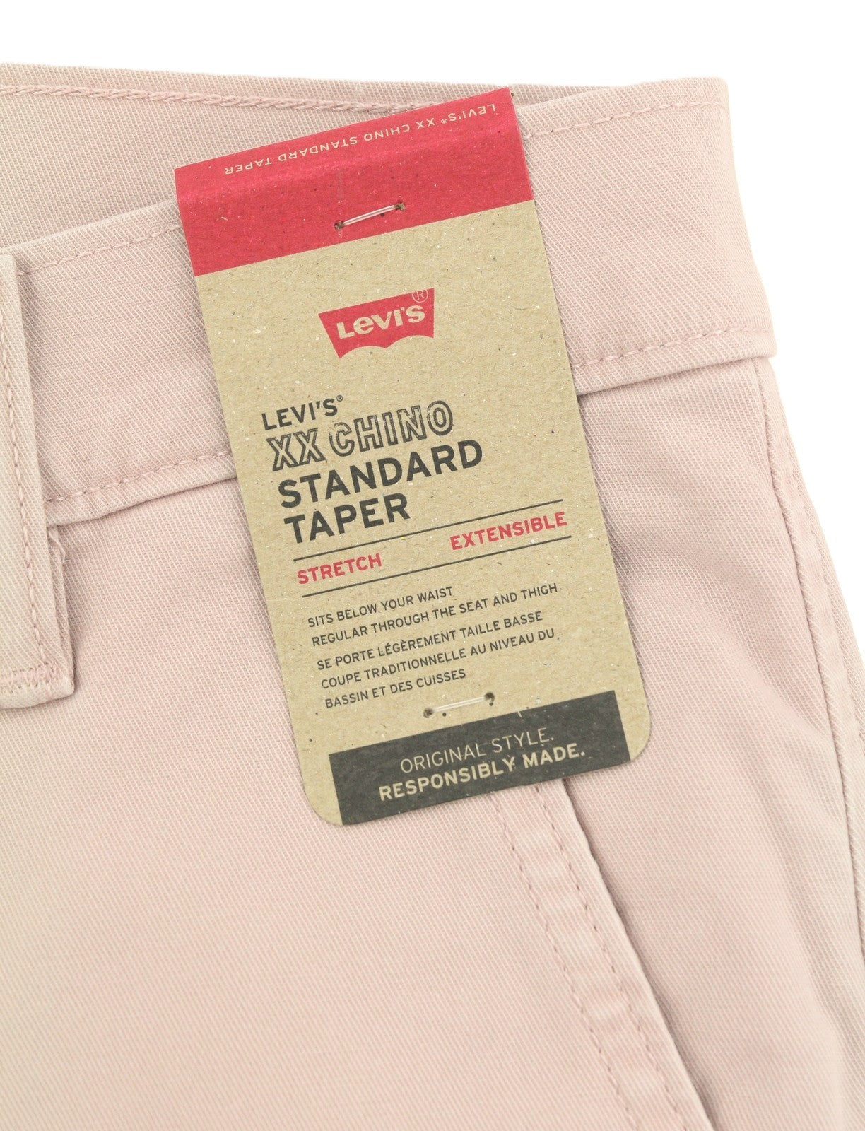 LEVI'S XX Chino Men Trousers W36/L34 Pink Taper Stretch Extensible