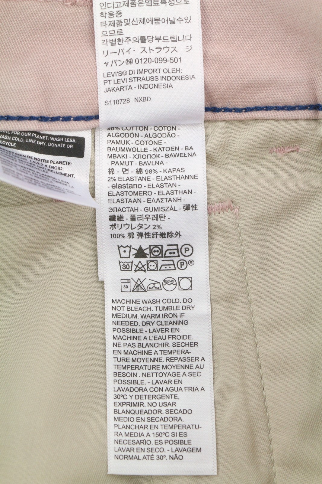 LEVI'S XX Chino Men Trousers W36/L34 Pink Taper Stretch Extensible