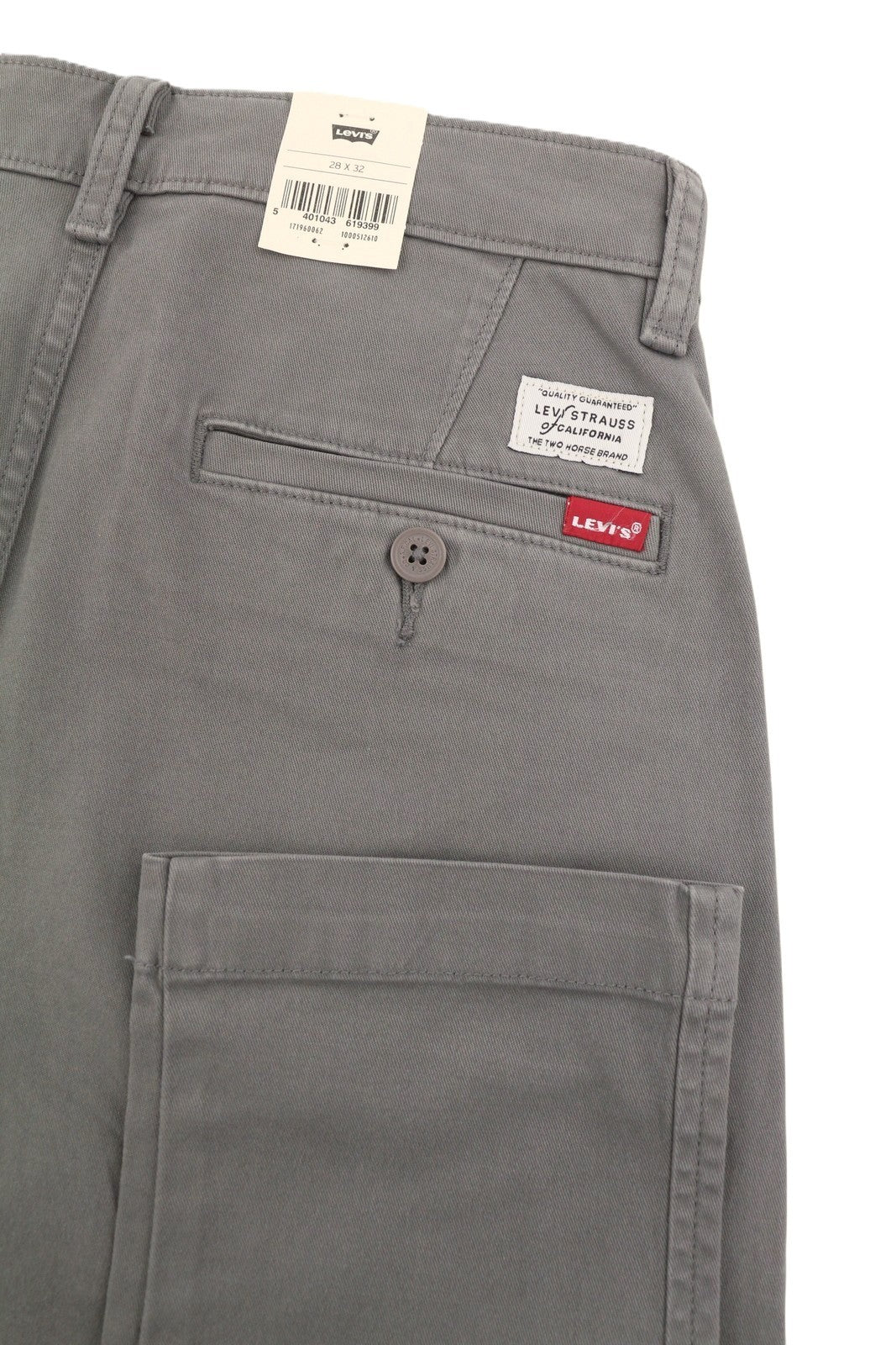 LEVI'S XX Chino Men Trousers W28/L32 Grey Big E Taper Stretch Zip Fly