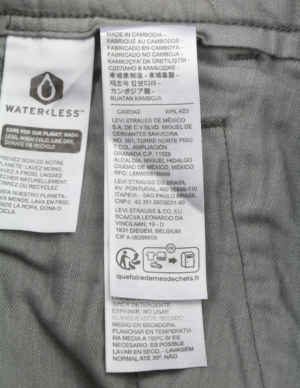 LEVI'S XX Chino Men Trousers W28/L32 Grey Big E Taper Stretch Zip Fly