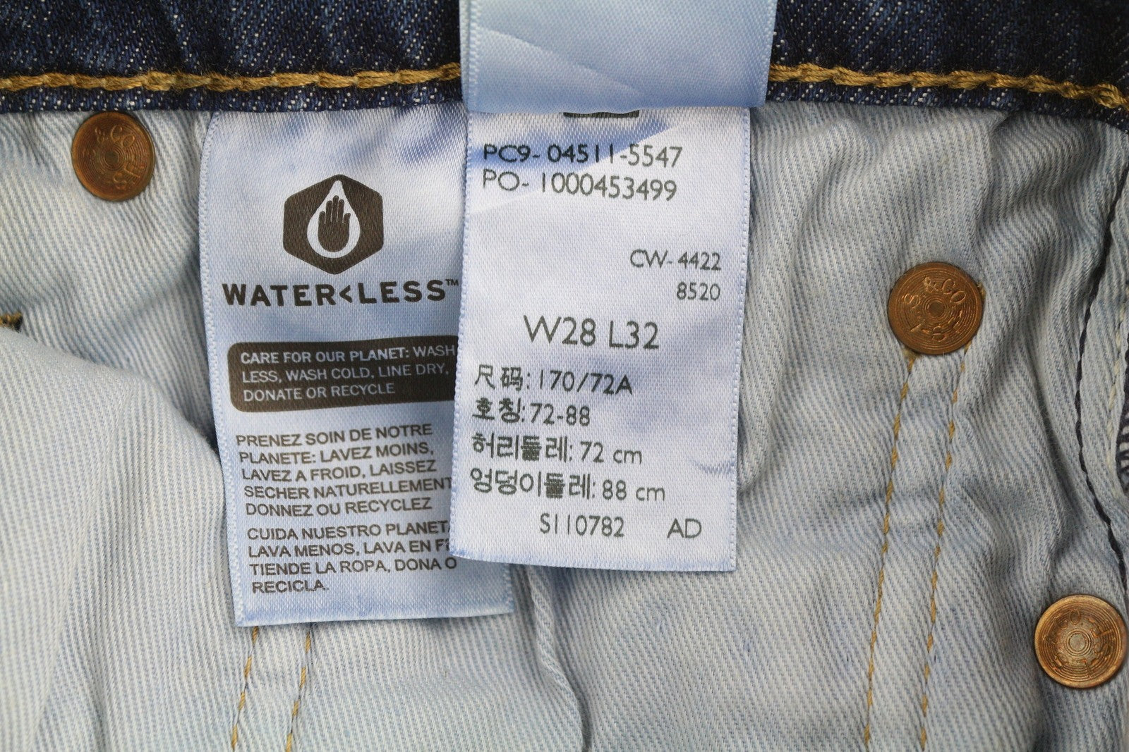 LEVI'S 511 Men Jeans W28/L32 Premium Big E Slim Flex Stretch Zip Blue Faded
