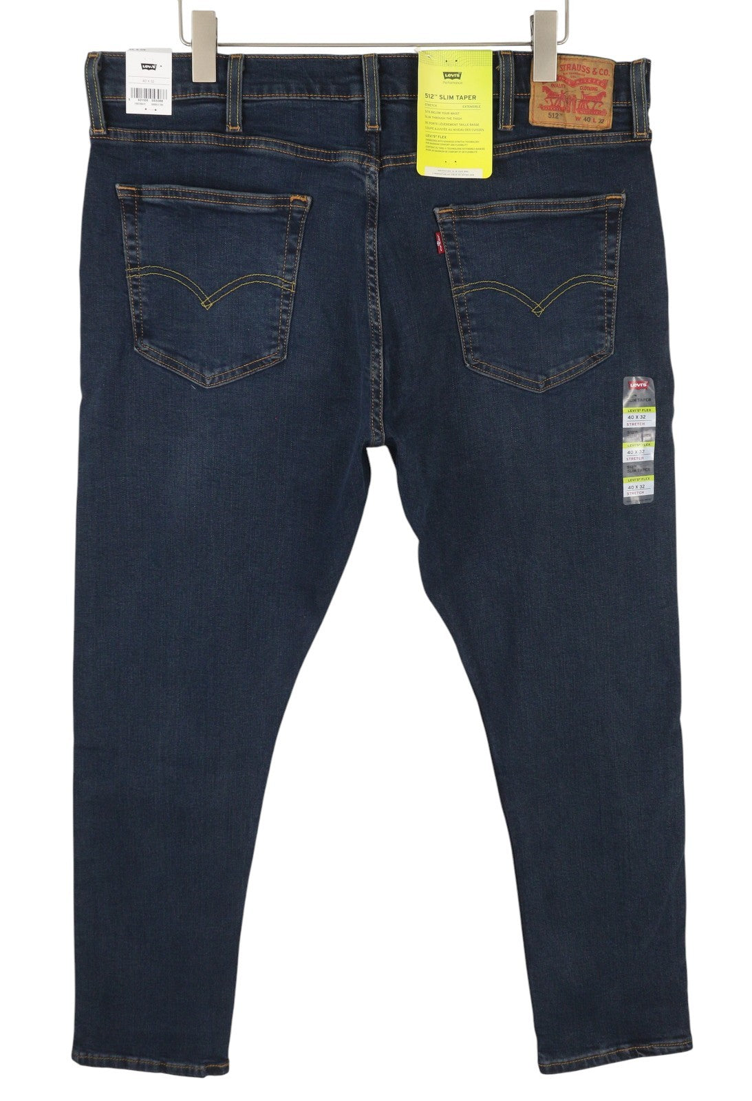 LEVI'S 512 Men Jeans W40/L32 Slim Taper Flex Stretch Washed Blue Denim