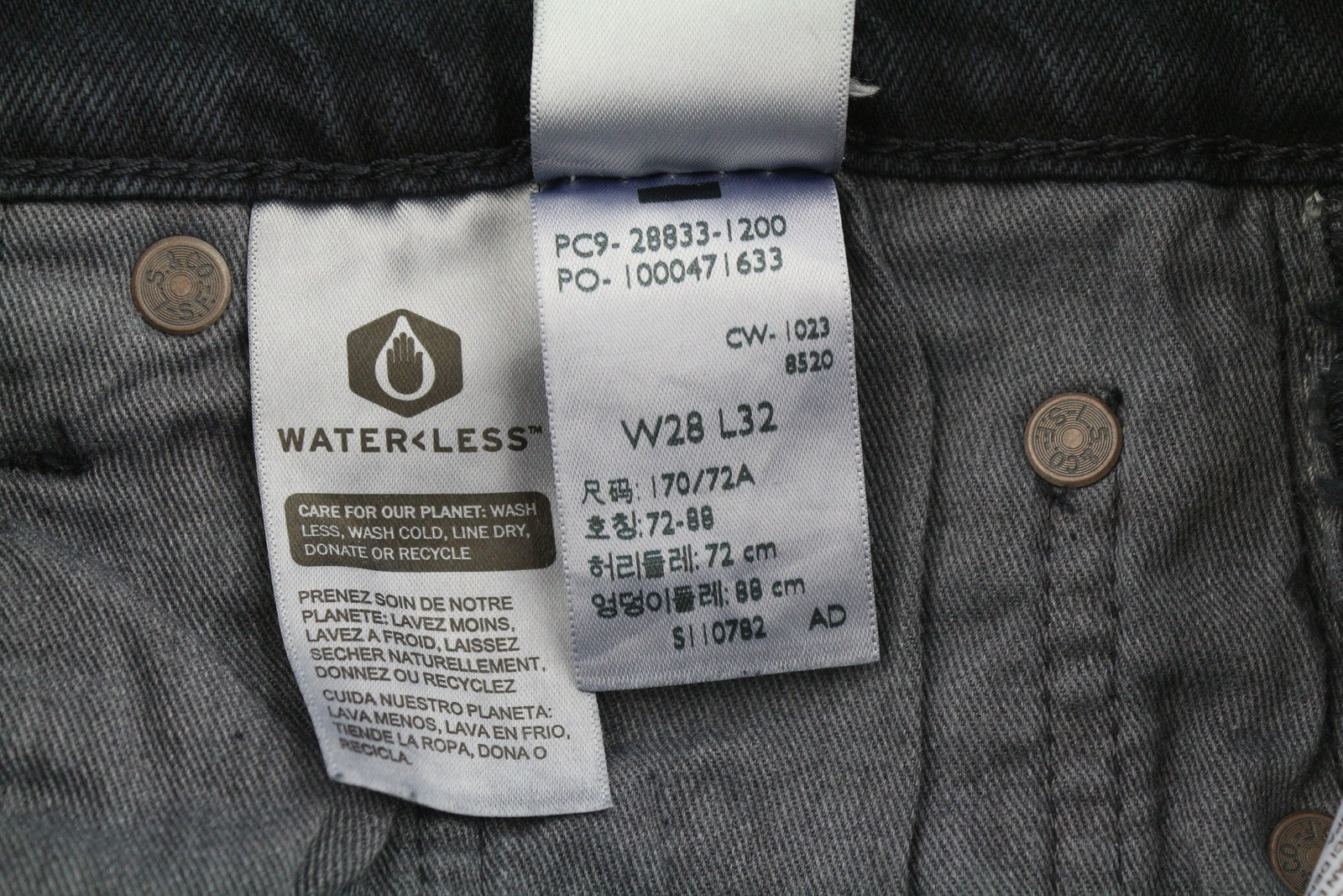 LEVI'S 512 Men Jeans W28/L32 Premium Big E Slim Taper Zip Dark Blue