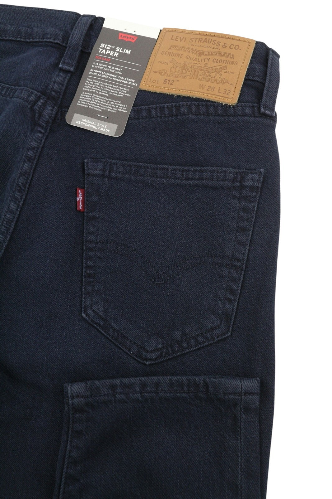 LEVI'S 512 Men Jeans W28/L32 Premium Big E Slim Taper Zip Dark Blue