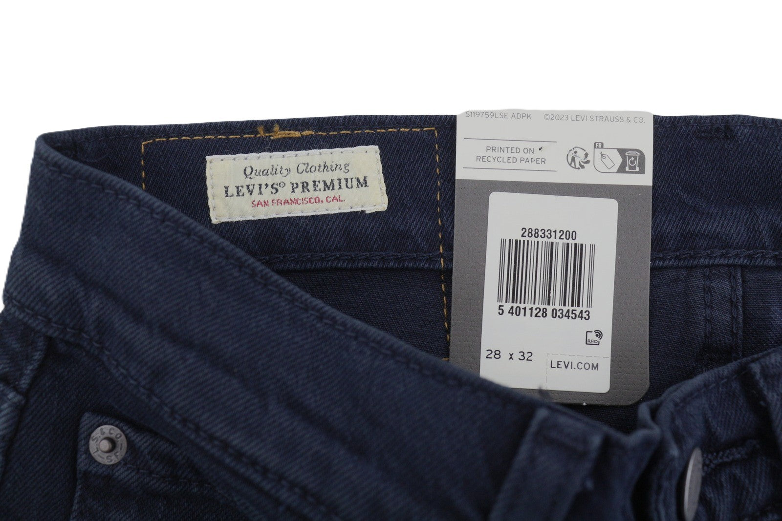 LEVI'S 512 Men Jeans W28/L32 Premium Big E Slim Taper Zip Dark Blue
