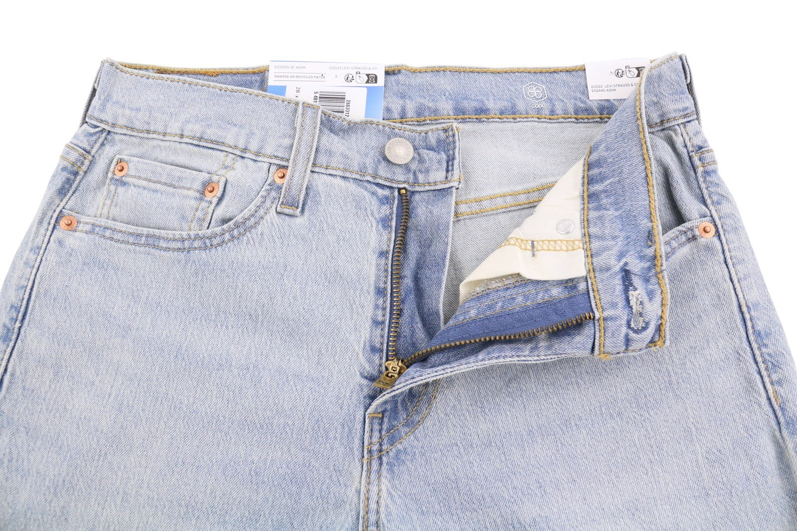 LEVI'S 512 Men Jeans W28/L30 Slim Taper Flex Stretch Washed Blue Denim