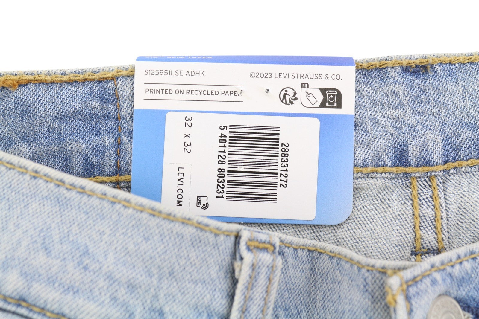 LEVI'S 512 Men Jeans W32/L32 Slim Taper Flex Stretch Washed Blue Denim