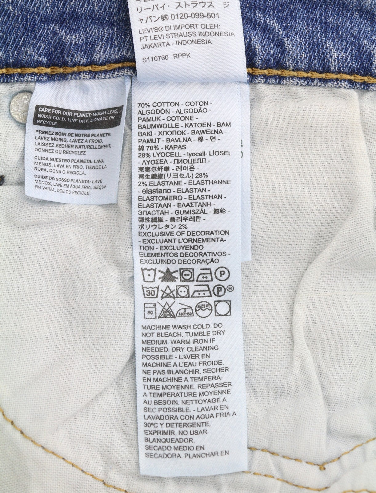LEVI'S 511 Men Jeans W38/L34 Slim Fit Flex Stretch Zip Fly Washed Blue