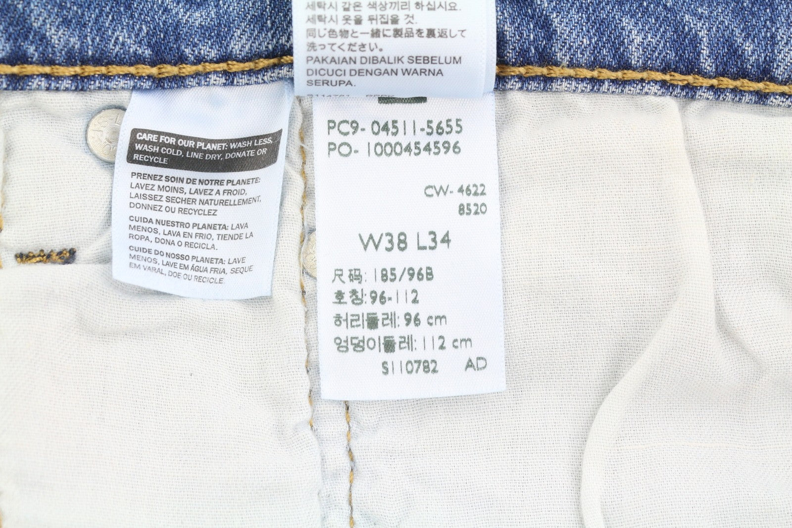 LEVI'S 511 Men Jeans W38/L34 Slim Fit Flex Stretch Zip Fly Washed Blue