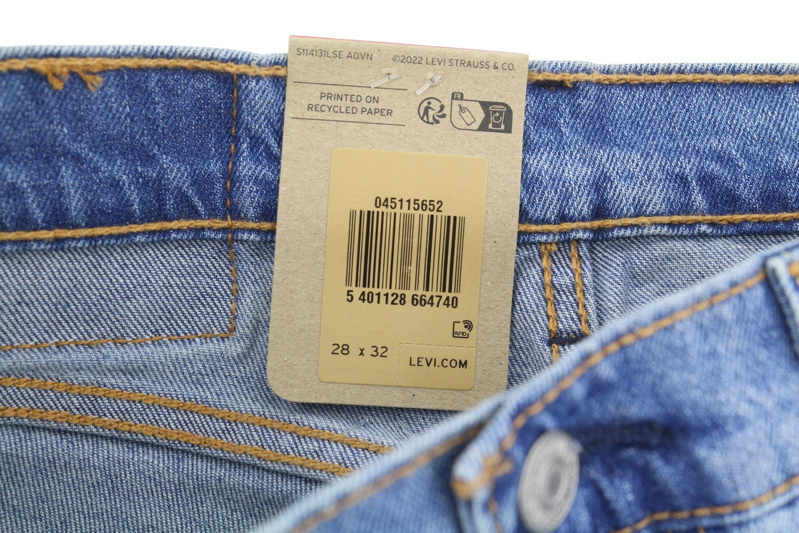 LEVI'S 511 Men Jeans W28/L32 Slim Flex Stretch Zip Fly Whiskered Blue